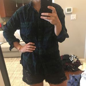 Madewell blue green plaid flannel